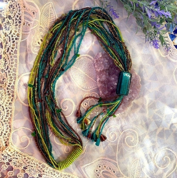 Glass-Bead Lariat Necklace - Picture 3 of 9